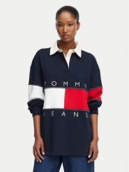 Tommy Jeans Bluza Tjw Ovs DW0DW22827 Granatowy Oversize. Niebieskie bluzy Tommy Jeans, xs, bez wzorów, z bawełny, bez ramiączek, bez kaptura. Za 449.99 zł.