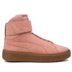 Buty damskie za kostkę sportowe Puma PLATFORM MID OW Wn’s. Brązowe buty treningowe Puma, bez wzorów, z gumy, przed kolano, bez zapięcia, trekkingowe. Za 158.00 zł.