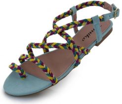 Sandały letnie damskie Tamiko niebieskie. Czerwone sandały BECO, bez wzorów, z materiału, eleganckie, z otwartym noskiem, bez obcasa, na obcasie, bez zapięcia. Za 144.99 zł.