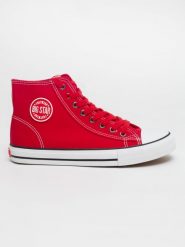 Trampki damskie wysokie czerwone JJ274A503 603. Czerwone trampki BIG STAR, bez wzorów, z bawełny, retro, bez zapięcia. W wyprzedaży za 88.99 zł.