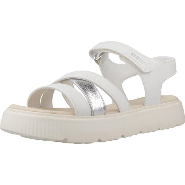 Sandały GEOX J SANDAL KODETTE GIR Biały. Białe sandały Geox, bez wzorów, z syntetyku, bez obcasa, bez zapięcia. Za 174.99 zł.