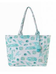 BLE Shopper bag w kolorze biało-turkusowym - 42 x 35 x 20 cm rozmiar: onesize. Białe shopper bag BLE, bez wzorów, z materiału, na ramię, bez dodatków. Za 103.13 zł.
