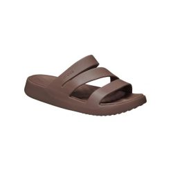 Klapki Crocs Getaway Strappy Z Klapkami Damskie. Brązowe klapki Crocs, bez wzorów, bez obcasa, bez zapięcia. Za 173.10 zł.