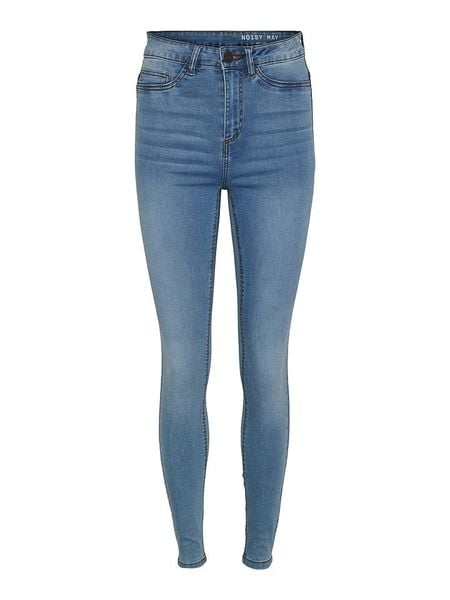 Noisy may Dżinsy "Nmcallie" - Skinny fit - w kolorze błękitnym rozmiar: W25/L32. Niebieskie jeansy Noisy May, l, z aplikacjami, ze skóry, klasyczne, z podwyższonym stanem. Za 39.31 zł.