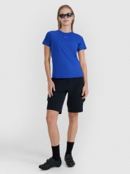4F Spodenki rowerowe damskie - czarne XL. Czarne szorty sportowe 4f, bez wzorów, z elastanu, rowerowe. W wyprzedaży za 149.99 zł.
