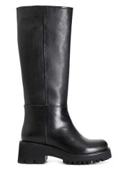 Cafe Noir Skórzane kozaki w kolorze czarnym rozmiar: 40. Czarne kozaki Cafe Noir, na zimę, bez wzorów, bez obcasa, bez zapięcia. Za 336.95 zł.