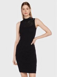 Guess Sukienka dzianinowa Paula W3GK62 Z36O0 Czarny Slim Fit. Czarne sukienki Guess, m, z aplikacjami, z dzianiny, bez kołnierzyka, bez ramiączek. Za 329.99 zł.