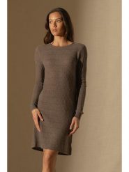Perfect Cashmere Kaszmirowa sukienka "Lola" w kolorze brązowym rozmiar: XL. Brązowe sukienki Perfect Cashmere, na co dzień, xl, bez wzorów, z kaszmiru, bez kołnierzyka, bez ramiączek, mini, proste. Za 326.56 zł.