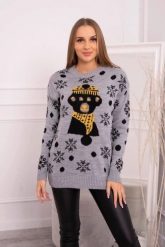 Sweter świąteczny z misiem szary. Szare swetry KESI, l, bez wzorów, z wełny, wizytowe, plus size, bez ramiączek. Za 125.45 zł.