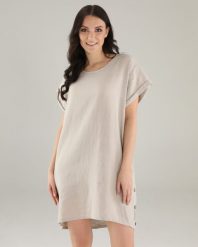 SUKIENKA Z OZDOBNYMI GUZIKAMI. Sukienki Unisono, s, bez wzorów, z bawełny, bez kołnierzyka, bez ramiączek, mini. Za 139.00 zł.