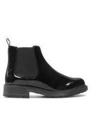 Clarks Sztyblety Orinoco2 Lane 261636224 Czarny. Czarne botki Clarks, bez wzorów, z lakierowanej skóry, bez obcasa, na płaskiej podeszwie, bez zapięcia. Za 299.99 zł.