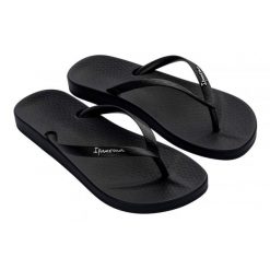 Klapki damskie Ipanema Anatomica Tan. Czarne klapki Ipanema, bez wzorów, z materiału, bez obcasa, bez zapięcia. Za 62.99 zł.
