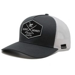 Czapka Trucker - 5 paneli / Recykling / Jeden rozmiar (Szary/Biały). Szare czapki z daszkiem SURF MONKEY, z aplikacjami, z bawełny. Za 159.95 zł.