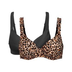 Cellbes Biustonosz Sara 2 Pack w cętki czarny female ze wzorem/czarny 70A. Czarne biustonosze sportowe Cellbes, bez wzorów. Za 159.00 zł.