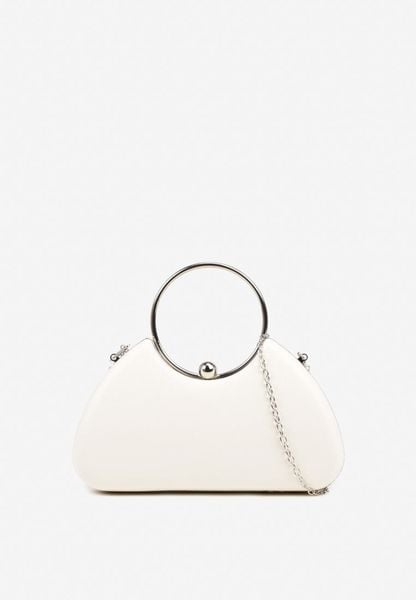 Biała Torebka Typu Kopertówka na Ramię i do Ręki Ozdobiona Metalicznymi Wstawkami Zarione. Białe torebki klasyczne Renee, bez wzorów, klasyczne, do ręki, bez dodatków. Za 99.99 zł.