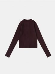 Prążkowany golf - bordowy. Czerwone swetry Sinsay, l, bez wzorów, prążkowane, bez ramiączek. Za 39.99 zł.