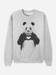WOOOP Bluza "Love Panda" w kolorze szarym rozmiar: L. Szare bluzy bez kaptura Wooop, l, bez wzorów, z bawełny, bez kaptura. Za 100.99 zł.