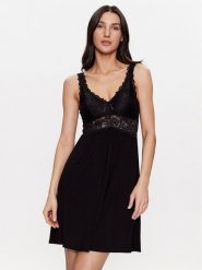 Hunkemöller Halka Nora 175245 Czarny Regular Fit. Czarne koszule nocne Hunkemöller, xl, bez wzorów, z wiskozy, bez ramiączek. Za 99.99 zł.