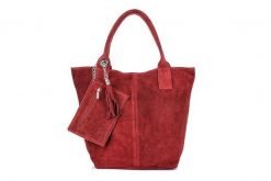 Shopperka bordowa skórzana T49. Czerwone torebki klasyczne bez wzorów, ze skóry, duże, bez dodatków. Za 208.99 zł.