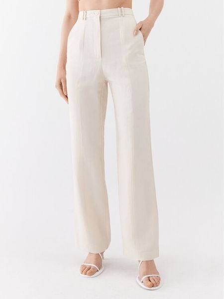 Patrizia Pepe Spodnie materiałowe 2P1491/A052-W347 Écru Straight Fit. Spodnie materiałowe Patrizia Pepe, bez wzorów, ze lnu. Za 679.99 zł.