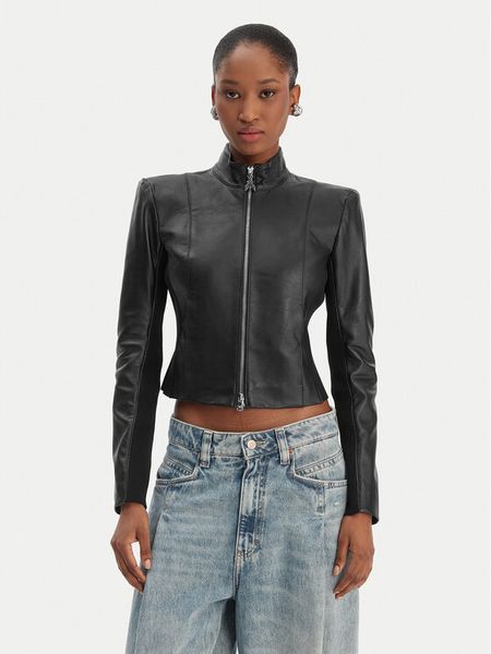Patrizia Pepe Kurtka skórzana CO0001/L1HZ-K103 Czarny Regular Fit. Czarne kurtki Patrizia Pepe, l, bez wzorów, ze skóry, bez kaptura. Za 3,059.00 zł.