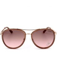 Guess Damskie okulary przeciwsłoneczne w kolorze różowozłoto-jasnoróżowym rozmiar: 57. Czerwone okulary przeciwsłoneczne Guess, z aplikacjami, z tworzywa sztucznego, metalowe. Za 169.95 zł.