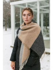 Lucky Bees Szal w kolorze beżowo-szarym - 180 x 50 cm rozmiar: onesize. Brązowe szaliki i kominy Lucky Bees, bez wzorów, z materiału. Za 104.39 zł.
