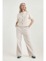 Josephine & Co Spodnie "Danique" w kolorze kremowym rozmiar: 34. Brązowe spodnie materiałowe Josephine & Co, bez wzorów, z materiału, z podwyższonym stanem. Za 239.99 zł.