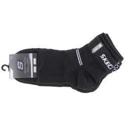 Skarpetki sportowe dla dorosłych 5PPK Wm Mesh Ventilation Quarter Socks. Czarne skarpetki Skechers, bez wzorów, z meshu. Za 42.99 zł.
