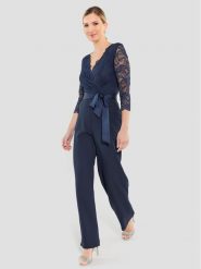 Swing Kombinezon 3AE00300 Granatowy Regular Fit. Niebieskie sukienki Swing, bez wzorów, z syntetyku, bez kołnierzyka, bez ramiączek. Za 419.99 zł.