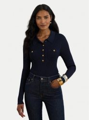LAUREN RALPH LAUREN Sweter 200P03459001 Granatowy Slim Fit. Niebieskie swetry Lauren Ralph Lauren, m, bez wzorów, z wiskozy, bez ramiączek. Za 989.99 zł.