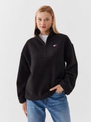 Tommy Jeans Bluza Badge DW0DW16271 Czarny Oversize. Czarne bluzy Tommy Jeans, xl, bez wzorów, z jeansu, bez kaptura. Za 569.99 zł.