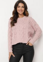 Różowy Sweter z Wiskozą i Wełną Aplikacją 3D i Tłoczeniem Vaishira. Czerwone swetry Born2be, na zimę, m, z aplikacjami, z wełny, bez ramiączek. W wyprzedaży za 84.99 zł.