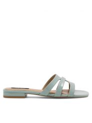 Nine West Klapki 123AL1207-1 Niebieski. Niebieskie klapki Nine West, bez wzorów, ze skóry, bez obcasa, bez zapięcia. Za 179.99 zł.