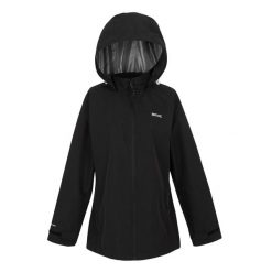 Kurtka Wodoodporna Damska Daysha II. Czarne kurtki przeciwdeszczowe Regatta, xl, bez wzorów, z elastanu, z kapturem, trekkingowe. Za 238.99 zł.