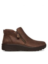 Skechers Botki Lovely Vibe 158952/CHOC Brązowy. Brązowe botki Skechers, bez wzorów, z materiału, bez obcasa, na płaskiej podeszwie, bez zapięcia. Za 229.99 zł.