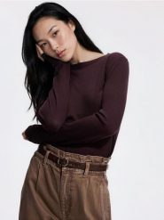 Sweter z wełną i modalem - brązowy. Brązowe swetry Reserved, l, bez wzorów, z dzianiny, bez ramiączek. Za 119.99 zł.