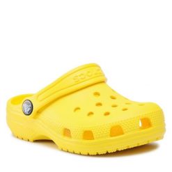 Klapki Crocs. Żółte klapki Crocs, bez wzorów, bez obcasa, bez zapięcia. Za 189.99 zł.