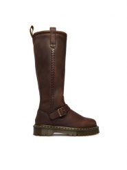Dr. Martens Kozaki ANISTONE KNEE HIGH CRAZY HORSE DM41871200 Brązowy. Brązowe kozaki Dr Martens, bez wzorów, ze skóry, bez obcasa, na płaskiej podeszwie, bez zapięcia. Za 1,179.00 zł.