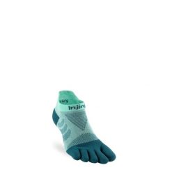 Skarpety do biegania damskie Injinji Ultra Run No-Show. Zielone skarpetki Injinji, bez wzorów, do biegania. Za 79.99 zł.