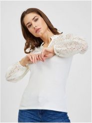 Orsay Bluzka w kolorze białym rozmiar: S. Białe bluzki Orsay, s, bez wzorów, z koronki, bez kołnierzyka, bez ramiączek. Za 56.99 zł.