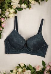Ciemnozielony Koronkowy Biustonosz Push Up Birdietha. Zielone biustonosze Renee, bez wzorów, z koronki. W wyprzedaży za 31.99 zł.