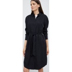 Calvin Klein sukienka kolor czarny mini prosta. Czarne sukienki Calvin Klein, na co dzień, bez wzorów, z tkaniny, bez kołnierzyka, bez ramiączek, maxi, proste. Za 699.99 zł.