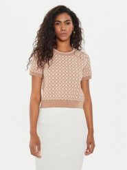 Guess Sweter Ashley W4YR07 Z3FG0 Beżowy Regular Fit. Brązowe swetry Guess, xs, z aplikacjami, z bawełny, bez ramiączek. Za 419.99 zł.