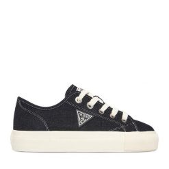 Tenisówki Guess Jeans. Niebieskie trampki Guess Jeans, z aplikacjami, z jeansu, bez zapięcia. Za 199.99 zł.