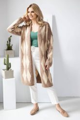 Elegancki sweter kardigan w romby cappuccino. Swetry PeeKaBoo, uniwersalny, bez wzorów, eleganckie, bez ramiączek. Za 349.00 zł.
