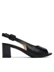 Caprice Sandały 9-28307-46 Czarny. Czarne sandały Caprice, bez wzorów, ze skóry, bez obcasa, na słupku, bez zapięcia. Za 221.99 zł.
