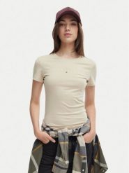 Tommy Jeans T-Shirt DW0DW18398 Beżowy jasny Slim Fit. Brązowe t-shirty Tommy Jeans, m, bez wzorów, z bawełny, bez kołnierzyka, bez ramiączek. Za 149.99 zł.