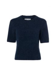 Samsøe Samsøe sweter z krótkim rękawem wykonany z wełny alpaki - Sajeanne Kobiety niebieski, XL. Niebieskie swetry Samsøe & Samsøe, xl, bez wzorów, z wełny, klasyczne, bez ramiączek. Za 379.95 zł.