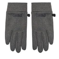 Rękawiczki Calvin Klein. Szare rękawiczki Calvin Klein, bez wzorów, z dzianiny. Za 169.99 zł.